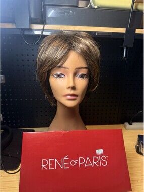 Rene of Paris Brown Highlights Classic Cap Short Hair Great Condition W/Box!